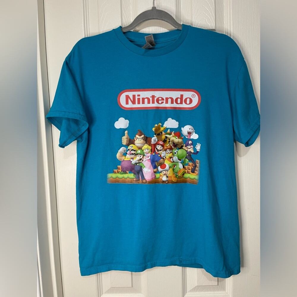 Gildan Nintendo Super Mario Brothers Vintage Blue Kids T-shirt size Medium